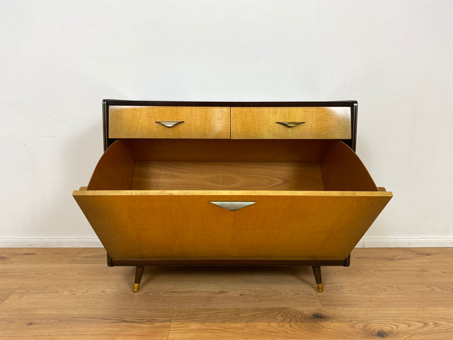 WMK Hübsche, jedoch etwas abgerockte Mid-Century Wäschetruhe mit Schubladen und hübschen Messinggriffen # Schrank Kommode Sideboard Wäschekommode Retro 50er 60er DDR Vintage # Lieferung möglich