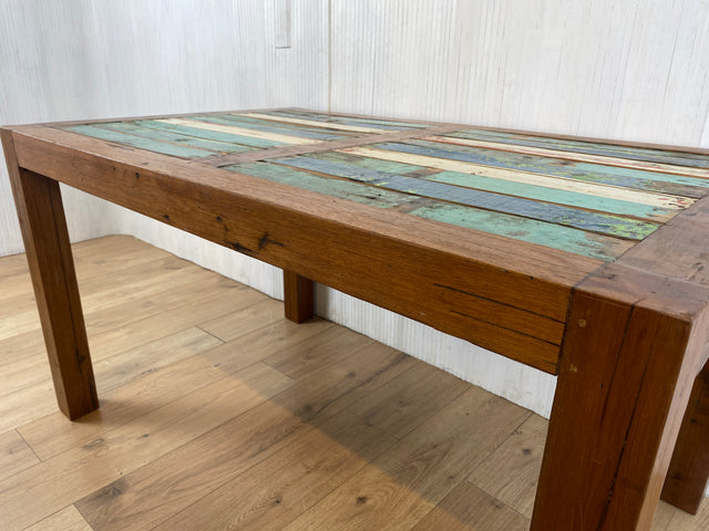 Boatwood by WMK # Very nice dining table (140x90cm) made of old boat wood, a handmade unique piece made of solid teak # Wooden table table kitchen table dining room table gastro dining table boat furniture