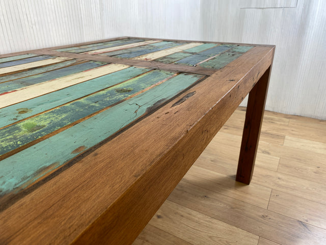 Boatwood by WMK # Very nice dining table (140x90cm) made of old boat wood, a handmade unique piece made of solid teak # Wooden table table kitchen table dining room table gastro dining table boat furniture