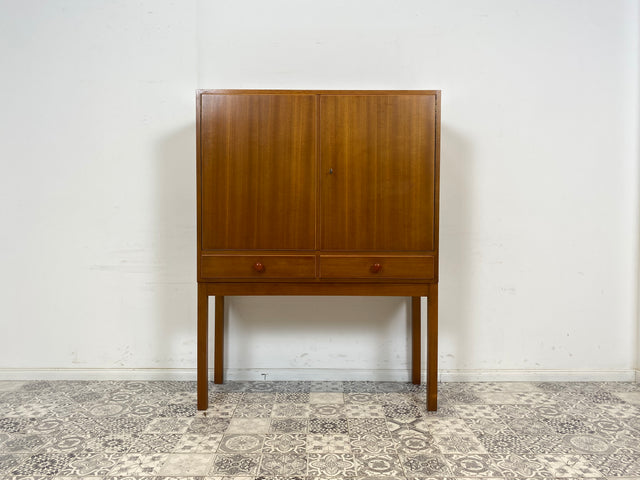 WMK Schönes und geräumiges Mid-Century Highboard aus vollem Holz mit Schubladen # Schrank Kommode Sideboard Hochschrank Geschirschrank Wäscheschrank Mid-Century Vintage 60er # Lieferung möglich