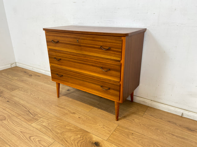 WMK Stilvolle & hochwertige skandinavische Kommode aus vollem Holz in sehr gutem Zustand, mit Schubladen & tollen Messinggriffen # Kommode Sideboard Wäschekommode Schubladenkommode Mid-Century Vintage