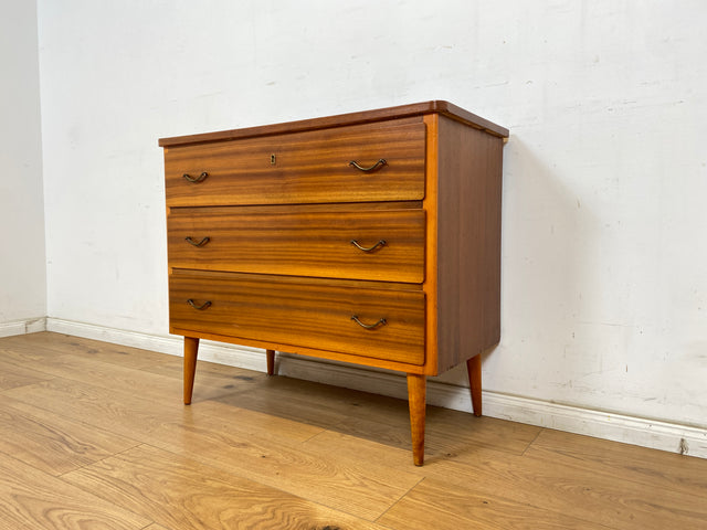 WMK Stilvolle & hochwertige skandinavische Kommode aus vollem Holz in sehr gutem Zustand, mit Schubladen & tollen Messinggriffen # Kommode Sideboard Wäschekommode Schubladenkommode Mid-Century Vintage