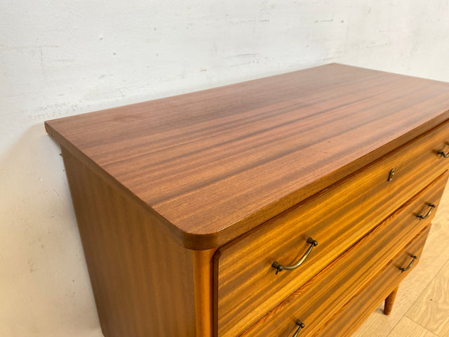 WMK Stilvolle & hochwertige skandinavische Kommode aus vollem Holz in sehr gutem Zustand, mit Schubladen & tollen Messinggriffen # Kommode Sideboard Wäschekommode Schubladenkommode Mid-Century Vintage