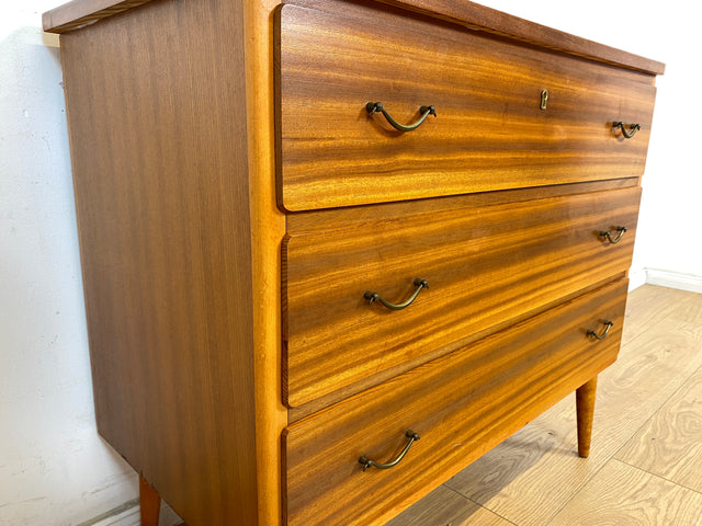 WMK Stilvolle & hochwertige skandinavische Kommode aus vollem Holz in sehr gutem Zustand, mit Schubladen & tollen Messinggriffen # Kommode Sideboard Wäschekommode Schubladenkommode Mid-Century Vintage