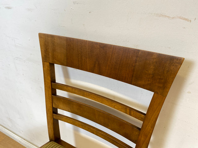 WMK 1/2 Hochwertiger und sehr gut erhaltener 1930er Jahre Art Deco Stuhl mit Originalbezug aus grünem Cordstoff # Esszimmerstuhl Küchenstuhl Dining Chair Holzstuhl Cord Mid-Century Antik Vintage 40er