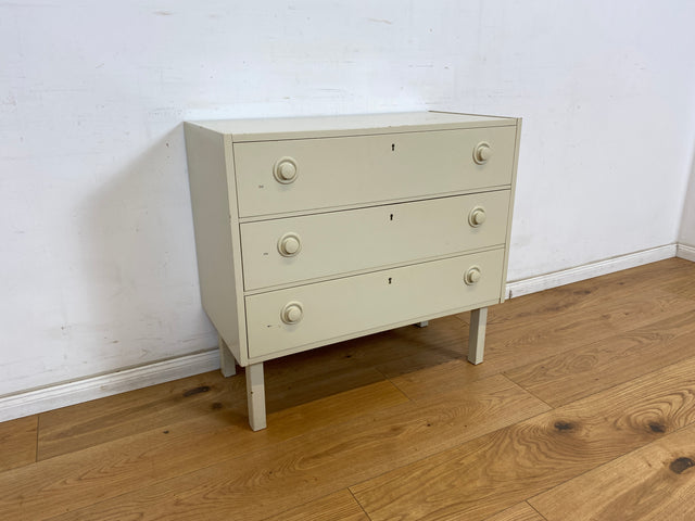 WMK Minimalist &amp; spacious white Scandinavian chest of drawers with drawers &amp; elegant wooden handles # Chest of drawers Sideboard Laundry chest Cabinet Mid-Century Space Age Vintage 60s 70s Retro