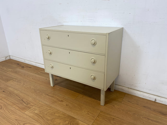 WMK Minimalist &amp; spacious white Scandinavian chest of drawers with drawers &amp; elegant wooden handles # Chest of drawers Sideboard Laundry chest Cabinet Mid-Century Space Age Vintage 60s 70s Retro