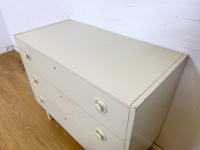 WMK Minimalist &amp; spacious white Scandinavian chest of drawers with drawers &amp; elegant wooden handles # Chest of drawers Sideboard Laundry chest Cabinet Mid-Century Space Age Vintage 60s 70s Retro