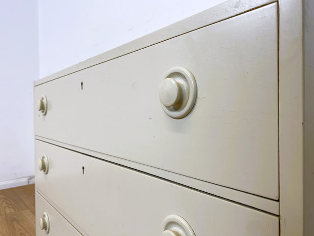 WMK Minimalist &amp; spacious white Scandinavian chest of drawers with drawers &amp; elegant wooden handles # Chest of drawers Sideboard Laundry chest Cabinet Mid-Century Space Age Vintage 60s 70s Retro