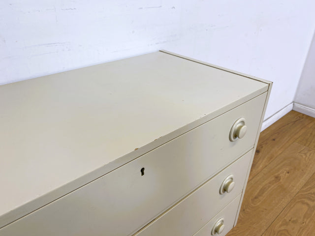 WMK Minimalist &amp; spacious white Scandinavian chest of drawers with drawers &amp; elegant wooden handles # Chest of drawers Sideboard Laundry chest Cabinet Mid-Century Space Age Vintage 60s 70s Retro