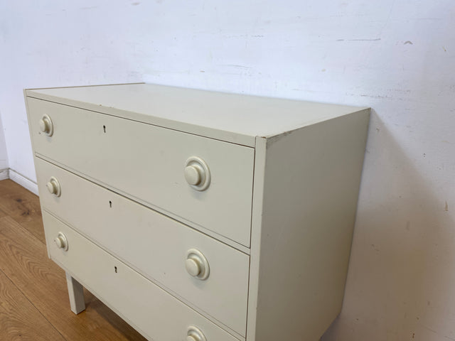 WMK Minimalist &amp; spacious white Scandinavian chest of drawers with drawers &amp; elegant wooden handles # Chest of drawers Sideboard Laundry chest Cabinet Mid-Century Space Age Vintage 60s 70s Retro