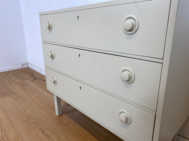 WMK Minimalist &amp; spacious white Scandinavian chest of drawers with drawers &amp; elegant wooden handles # Chest of drawers Sideboard Laundry chest Cabinet Mid-Century Space Age Vintage 60s 70s Retro