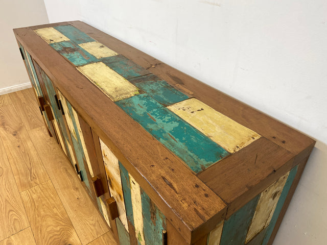 Boatwood by WMK I Nachhaltiges Sideboard handgefertigt aus altem Bootsholz I Teakholz in Originalfarben I Kommode TV-Lowboard Fernsehkommode Anrichte TV-Bank Bootsmöbel Teak I Berlin Bremen München