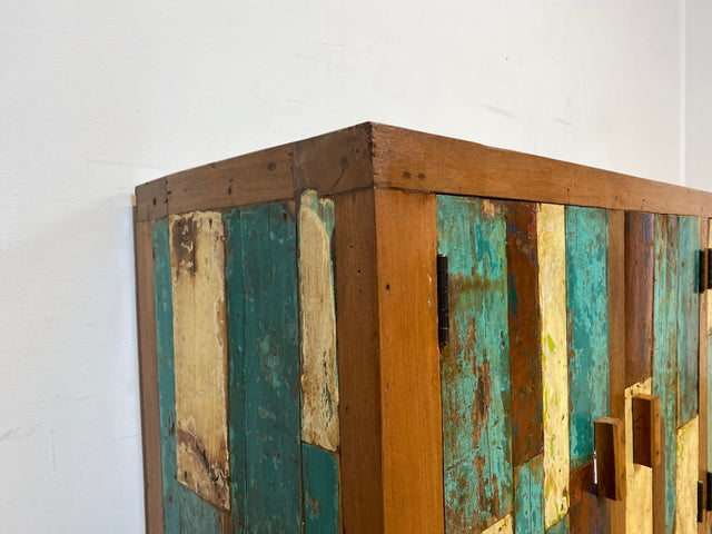 Boatwood by WMK I Nachhaltiges Sideboard handgefertigt aus altem Bootsholz I Teakholz in Originalfarben I Kommode TV-Lowboard Fernsehkommode Anrichte TV-Bank Bootsmöbel Teak I Berlin Bremen München