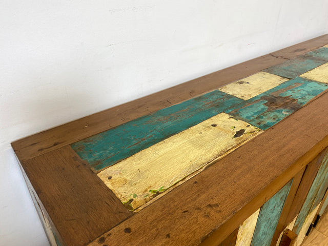 Boatwood by WMK I Nachhaltiges Sideboard handgefertigt aus altem Bootsholz I Teakholz in Originalfarben I Kommode TV-Lowboard Fernsehkommode Anrichte TV-Bank Bootsmöbel Teak I Berlin Bremen München