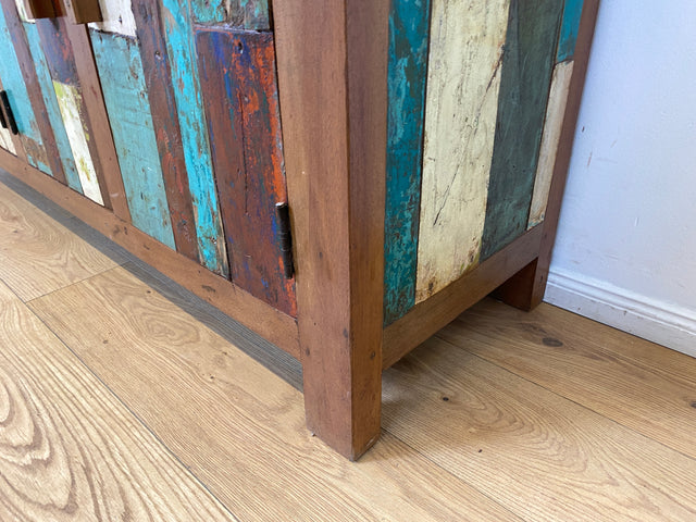 Boatwood by WMK I Nachhaltiges Sideboard handgefertigt aus altem Bootsholz I Teakholz in Originalfarben I Kommode TV-Lowboard Fernsehkommode Anrichte TV-Bank Bootsmöbel Teak I Berlin Bremen München