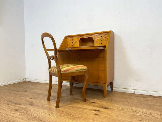 WMK Stilvoller skandinavischer 50er Jahre Sekretär aus vollem Holz mit stabiler Schreibplatte & vielen Schubladen # Schreibschrank Desk Schreibtisch Schubladenkommode Kommode Mid-Century Vintage 60er