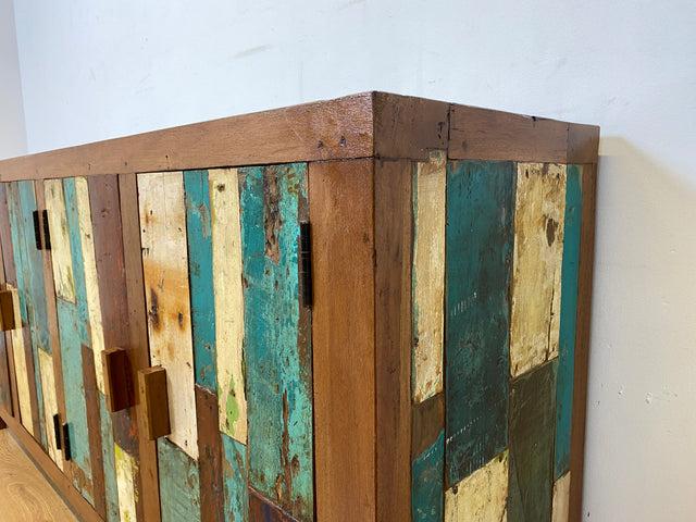 Boatwood by WMK I Nachhaltiges Sideboard handgefertigt aus altem Bootsholz I Teakholz in Originalfarben I Kommode TV-Lowboard Fernsehkommode Anrichte TV-Bank Bootsmöbel Teak I Berlin Bremen München