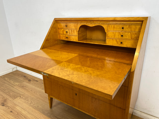 WMK Stilvoller skandinavischer 50er Jahre Sekretär aus vollem Holz mit stabiler Schreibplatte & vielen Schubladen # Schreibschrank Desk Schreibtisch Schubladenkommode Kommode Mid-Century Vintage 60er