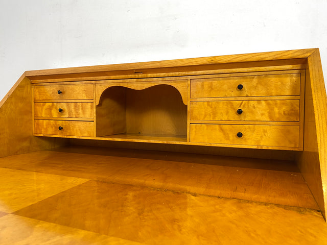 WMK Stilvoller skandinavischer 50er Jahre Sekretär aus vollem Holz mit stabiler Schreibplatte & vielen Schubladen # Schreibschrank Desk Schreibtisch Schubladenkommode Kommode Mid-Century Vintage 60er