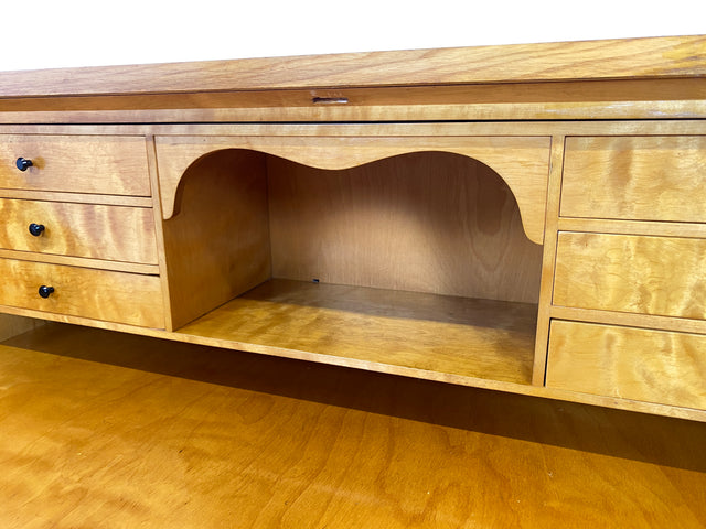 WMK Stilvoller skandinavischer 50er Jahre Sekretär aus vollem Holz mit stabiler Schreibplatte & vielen Schubladen # Schreibschrank Desk Schreibtisch Schubladenkommode Kommode Mid-Century Vintage 60er