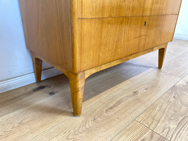 WMK Stilvoller skandinavischer 50er Jahre Sekretär aus vollem Holz mit stabiler Schreibplatte & vielen Schubladen # Schreibschrank Desk Schreibtisch Schubladenkommode Kommode Mid-Century Vintage 60er