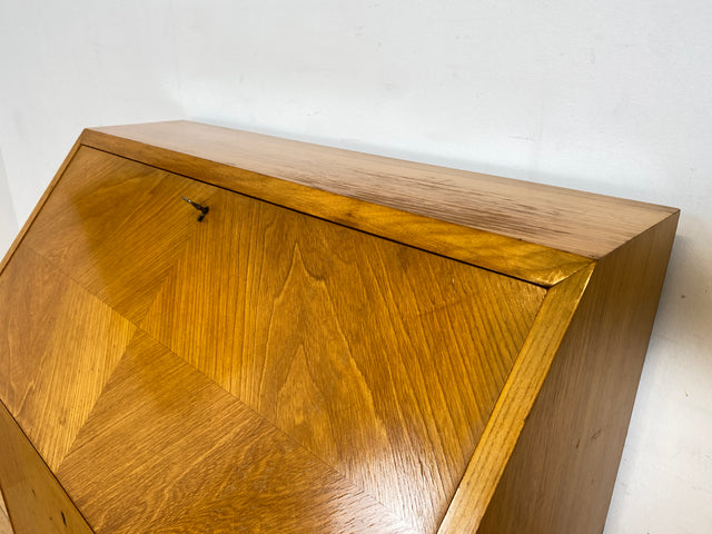 WMK Stilvoller skandinavischer 50er Jahre Sekretär aus vollem Holz mit stabiler Schreibplatte & vielen Schubladen # Schreibschrank Desk Schreibtisch Schubladenkommode Kommode Mid-Century Vintage 60er