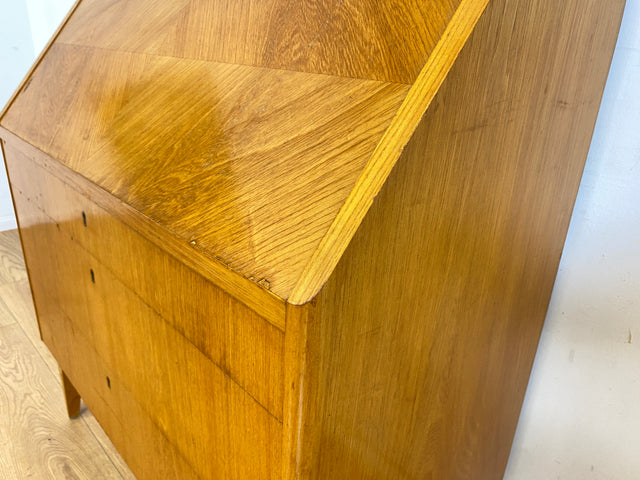 WMK Stilvoller skandinavischer 50er Jahre Sekretär aus vollem Holz mit stabiler Schreibplatte & vielen Schubladen # Schreibschrank Desk Schreibtisch Schubladenkommode Kommode Mid-Century Vintage 60er