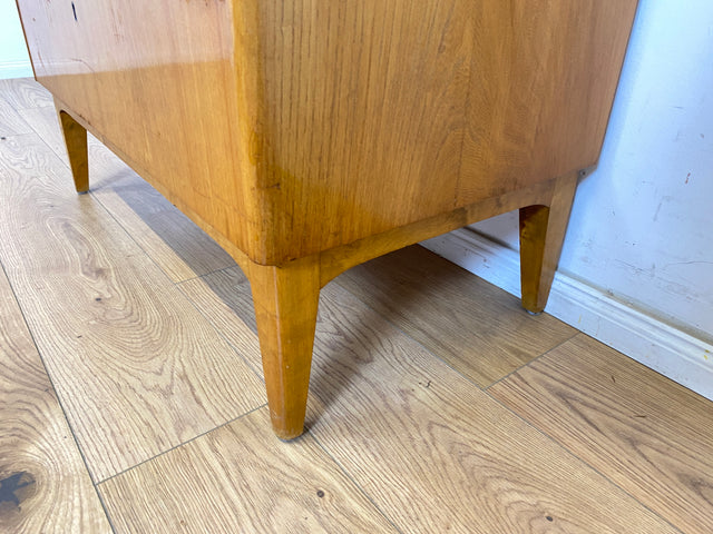 WMK Stilvoller skandinavischer 50er Jahre Sekretär aus vollem Holz mit stabiler Schreibplatte & vielen Schubladen # Schreibschrank Desk Schreibtisch Schubladenkommode Kommode Mid-Century Vintage 60er