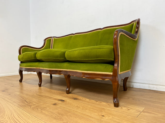 WMK Wunderschönes, sehr bequemes und gut erhaltenes Vintage Sofa im Stile des Barock in grandiosem Grün # Couch 3er 3-Sitzer Sitzgarnitur Sitzgruppe Salonmöbel Chippendale Stilmöbel # Versand möglich