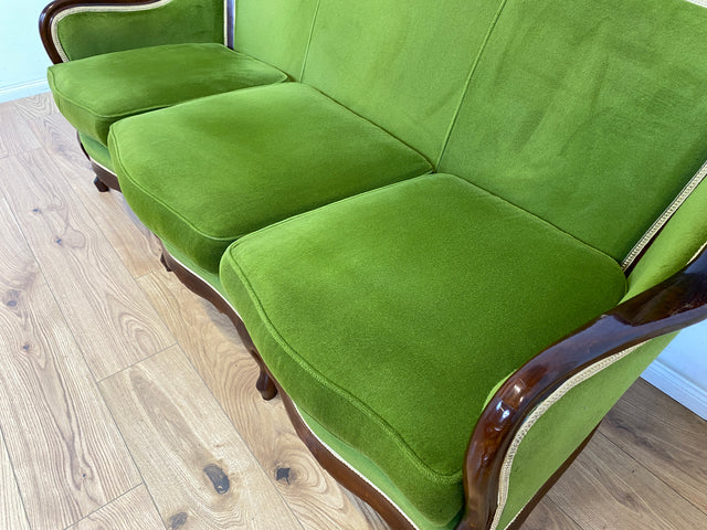 WMK Wunderschönes, sehr bequemes und gut erhaltenes Vintage Sofa im Stile des Barock in grandiosem Grün # Couch 3er 3-Sitzer Sitzgarnitur Sitzgruppe Salonmöbel Chippendale Stilmöbel # Versand möglich