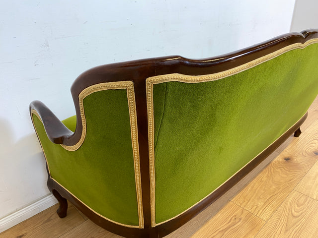 WMK Wunderschönes, sehr bequemes und gut erhaltenes Vintage Sofa im Stile des Barock in grandiosem Grün # Couch 3er 3-Sitzer Sitzgarnitur Sitzgruppe Salonmöbel Chippendale Stilmöbel # Versand möglich