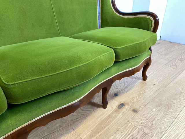 WMK Wunderschönes, sehr bequemes und gut erhaltenes Vintage Sofa im Stile des Barock in grandiosem Grün # Couch 3er 3-Sitzer Sitzgarnitur Sitzgruppe Salonmöbel Chippendale Stilmöbel # Versand möglich