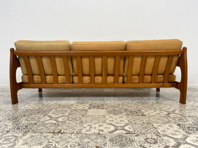 WMK Hochwertiges skandinavisches Designersofa von Holstebro Stolefabrik, Echtlederbezug & Teakholz Rahmen # Sofa Couch Ledercouch Ledersofa Sitzgarnitur Leder Teak Danish Design Mid-Century Vintage