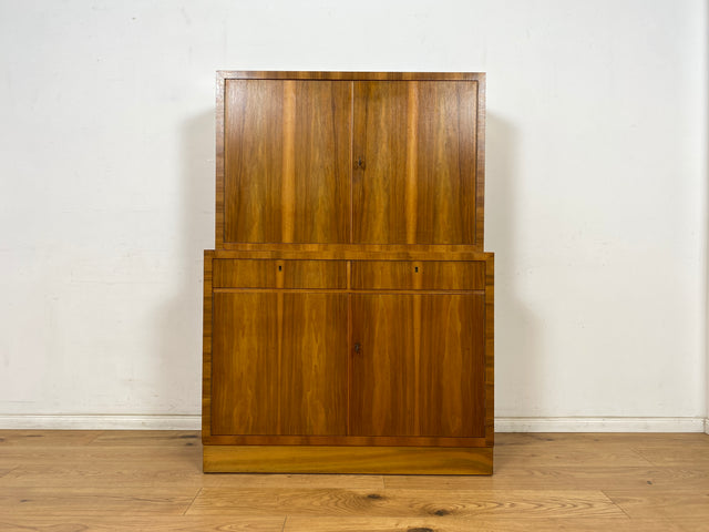 WMK Hochwertiger & sehr schöner Mid-Century Hochschrank aus vollem Holz von Brumax aus 1959, mit Schubladen & verstell. Regalböden # Schrank Highboard Bücherschrank Kommode Sideboard Vintage 50er 60er