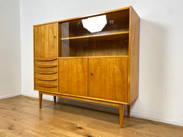 WMK I Versand 85€ I Stilvolle Mid-Century Designer Vitrine 602/G von Franz Ehrlich für VEB Hellerau in Senesche I Schrank Anrichte Highboard Sideboard DDR Vintage 60er I Berlin München Stuttgart