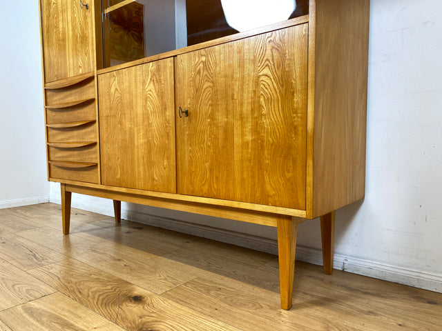 WMK I Versand 85€ I Stilvolle Mid-Century Designer Vitrine 602/G von Franz Ehrlich für VEB Hellerau in Senesche I Schrank Anrichte Highboard Sideboard DDR Vintage 60er I Berlin München Stuttgart