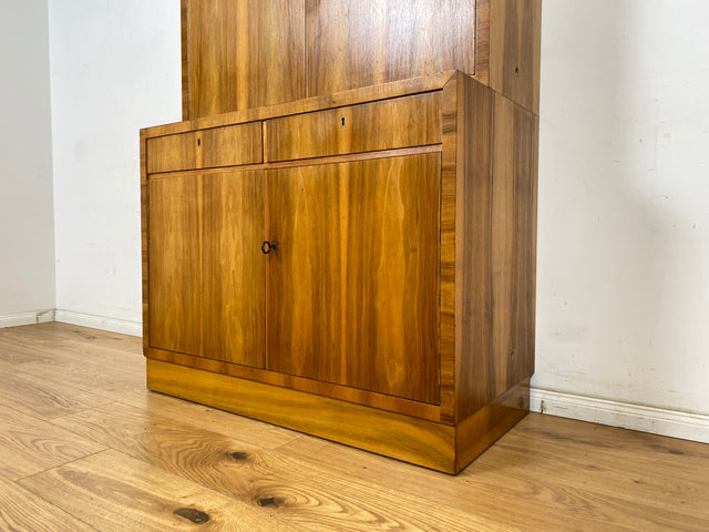 WMK Hochwertiger & sehr schöner Mid-Century Hochschrank aus vollem Holz von Brumax aus 1959, mit Schubladen & verstell. Regalböden # Schrank Highboard Bücherschrank Kommode Sideboard Vintage 50er 60er