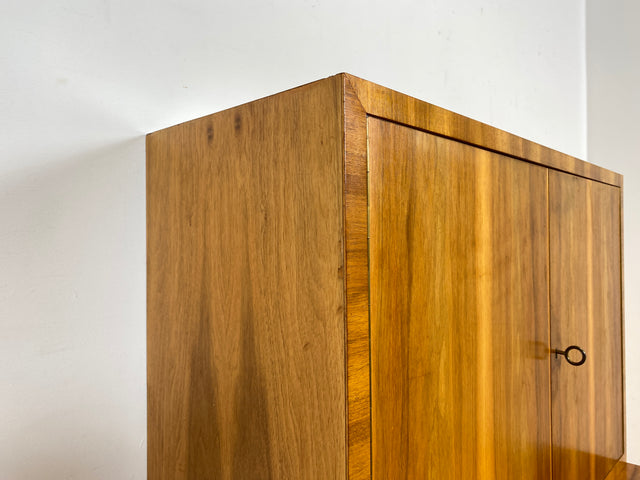 WMK Hochwertiger & sehr schöner Mid-Century Hochschrank aus vollem Holz von Brumax aus 1959, mit Schubladen & verstell. Regalböden # Schrank Highboard Bücherschrank Kommode Sideboard Vintage 50er 60er