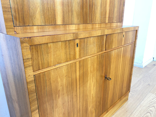 WMK Hochwertiger & sehr schöner Mid-Century Hochschrank aus vollem Holz von Brumax aus 1959, mit Schubladen & verstell. Regalböden # Schrank Highboard Bücherschrank Kommode Sideboard Vintage 50er 60er