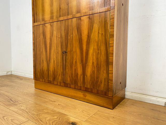 WMK Hochwertiger & sehr schöner Mid-Century Schreibschrank aus vollem Holz von Brumax aus 1959, mit Vitrine und stabiler Schreibplatte # Sekretär Schreibtisch Desk Highboard Bücherschrank Vintage 50er