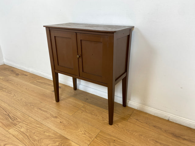 WMK # Hübsche kleine 1930er Jahre Art Deco Kommode aus vollem Holz mir großem Fach, original Messinggriffen und braun angestrichen # Kommödchen Schränkchen Flurkommode Beistelltisch Garderobe Vintage