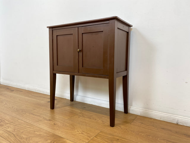 WMK # Hübsche kleine 1930er Jahre Art Deco Kommode aus vollem Holz mir großem Fach, original Messinggriffen und braun angestrichen # Kommödchen Schränkchen Flurkommode Beistelltisch Garderobe Vintage