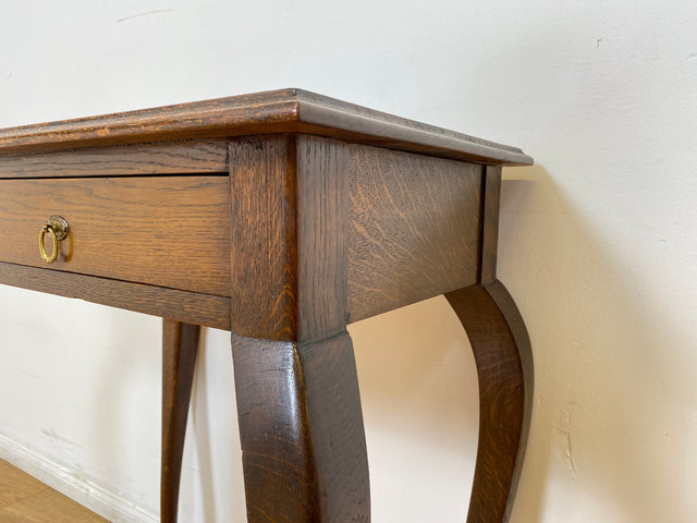 WMK # Elegante und gut erhaltene kleine antike Kommode aus vollem Holz mit Schublade und kunstvoll gebogenen Cabriole-Beinen # Beistelltisch Flurkommode Konsole Konsolentisch Barock Chippendale Vintage