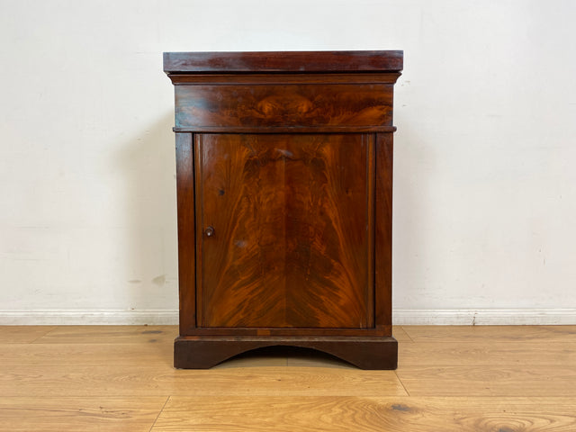 WMK I Wunderschöne kleine antike Kommode aus vollem Holz in Mahagoni mit Schublade und Klappe I Schrank Flurkommode Wäschekommode Konsole Phonoschrank Biedermeier Vintage Berlin Stuttgart Düsseldorf