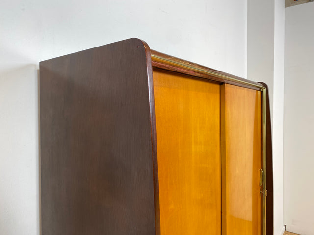 WMK # Formschöner & gut erhaltener Mid-Century Wäscheschrank mit Schiebetüren # Schrank Kleiderschrank Flurschrank Schuhschrank Highboard Sideboard Rockabilly Vintage 50er 60er Berlin München Dresden