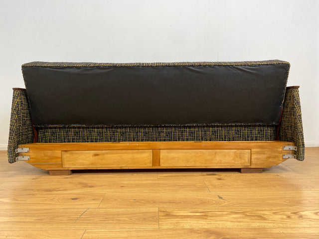 WMK I Formschönes Mid-Century Sofa mit Schlaffunktion, tollem Originalbezug, & Bettwäschefach I Couch Schlafsofa Schlafcouch Klappcouch Klappsofa Daybed Vintage 50er 60er I Berlin Koblenz Flensburg