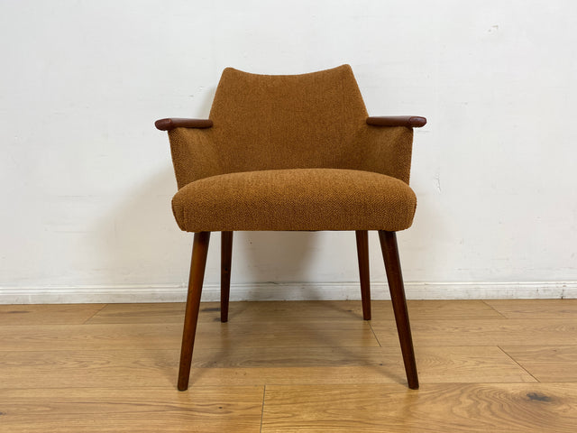 WMK I Kultiger und sehr gut erhaltener Mid-Century Cocktailsessel mit Kunstleder Armlehnen & braunem Originalbezug I Sessel Stuhl Armlehnstuhl Lesesessel Retro Vintage 60er DDR Berlin Hamburg Leipzig