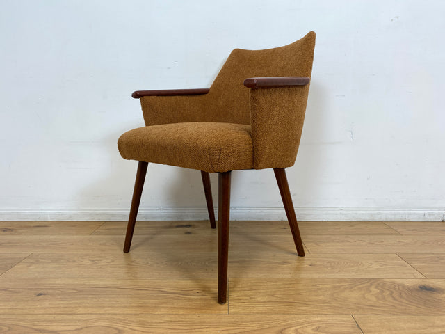 WMK I Kultiger und sehr gut erhaltener Mid-Century Cocktailsessel mit Kunstleder Armlehnen & braunem Originalbezug I Sessel Stuhl Armlehnstuhl Lesesessel Retro Vintage 60er DDR Berlin Hamburg Leipzig
