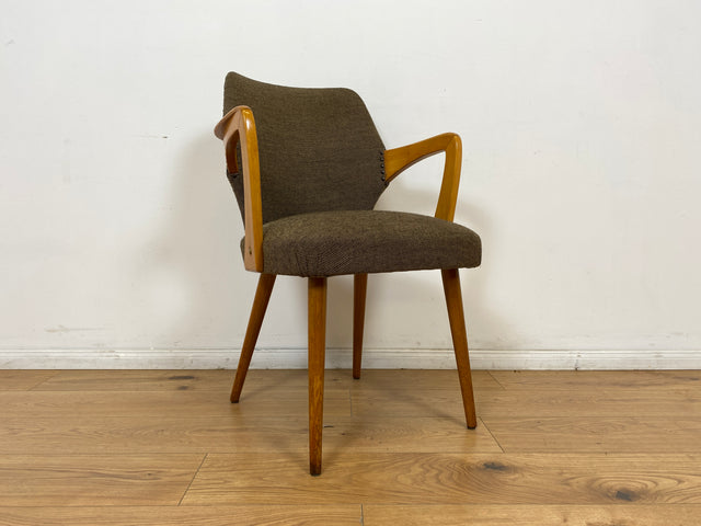 WMK # Besonders schöner & sehr gut erhaltener Mid-Century Cocktailsessel mit hellem Holzrahmen & tollem Originalbezug # Sessel Armlehnstuhl Armchair Stuhl Schreibtischstuhl Vintage Space Age 50er 60er